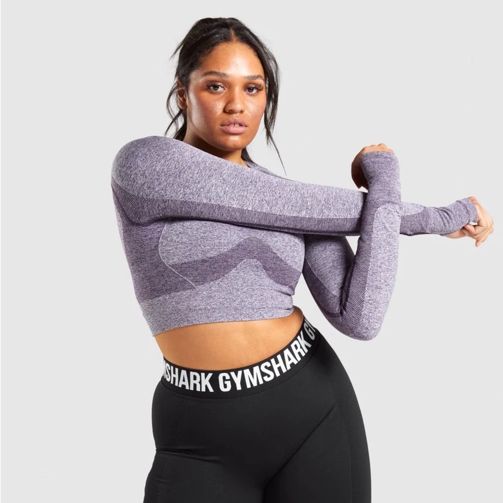 Gymshark Flex Sports Long Sleeve Crop Top - Purple Marl